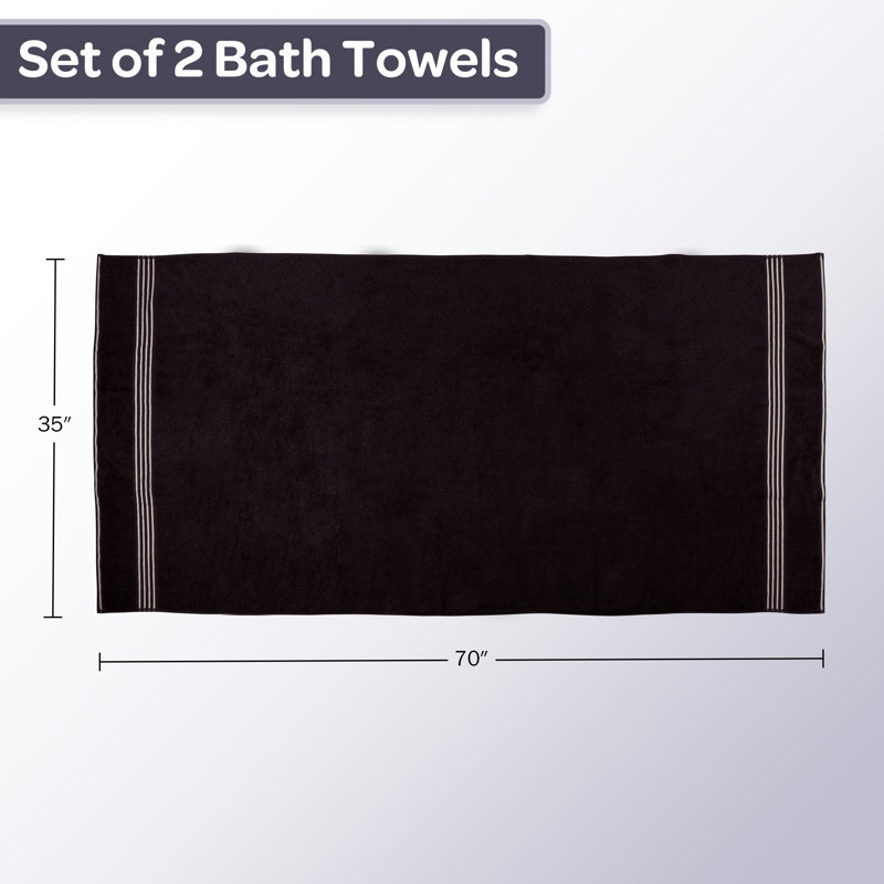 Lavish Home Bath Towels - 2PC 500GSM 100% Cotton Towel Set - 35x70in Extra Large Quick Drying Bath Towels - Absorbent Bath Sheets for Bathroom