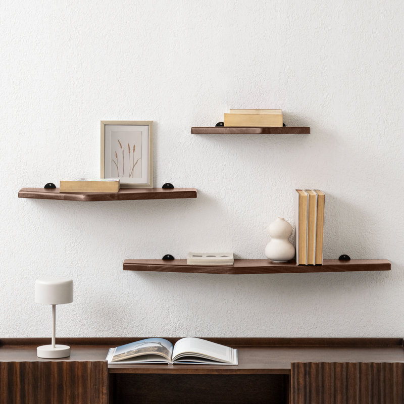 Glennon 3-Piece Solid Wood Floating Shelves, Espresso