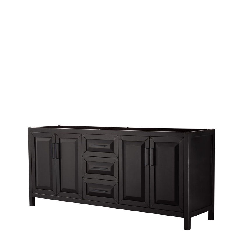 Daria 78.75'' W Double Bathroom Vanity Base, Dark Espresso/Matte Black