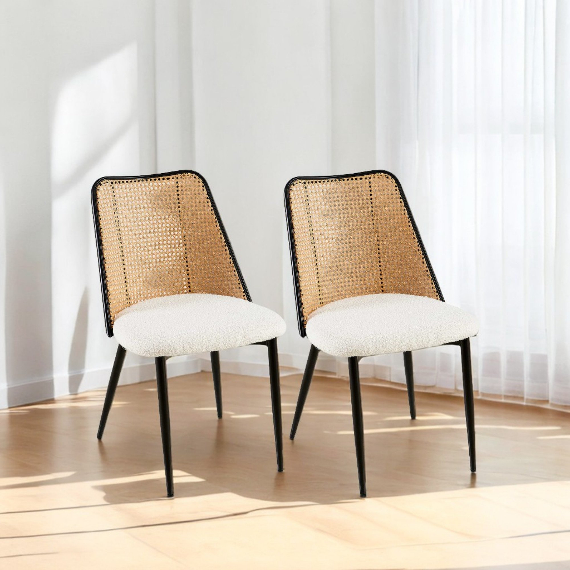 Corrigan Studio® Modern Rattan Dining Chairs Set of 2 | Wayfair