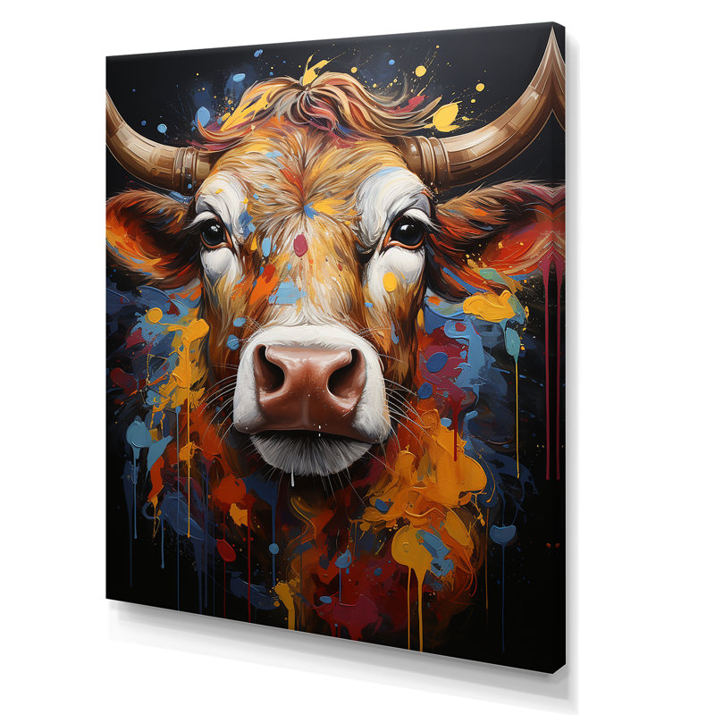 Popart Urban Cow II sur toile, Toile tendue, H 32 po x l 16 po x P 1 po