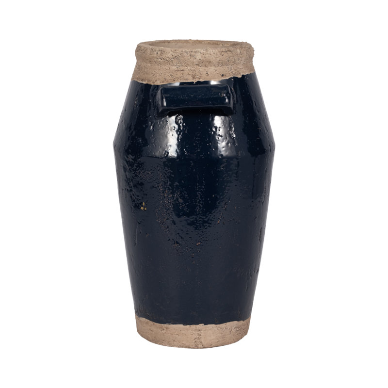 Handmade Ceramic/Porcelain Table Vase, Overall Height- 14" H, Blue/Tan