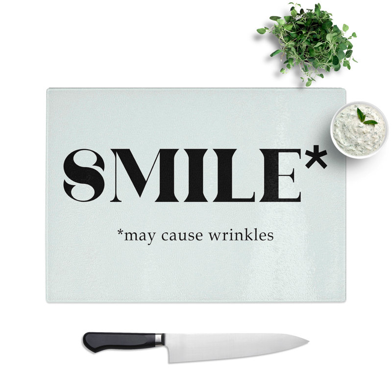 Smile Typography Chopping Board, 28.5cm W x 39cm L
