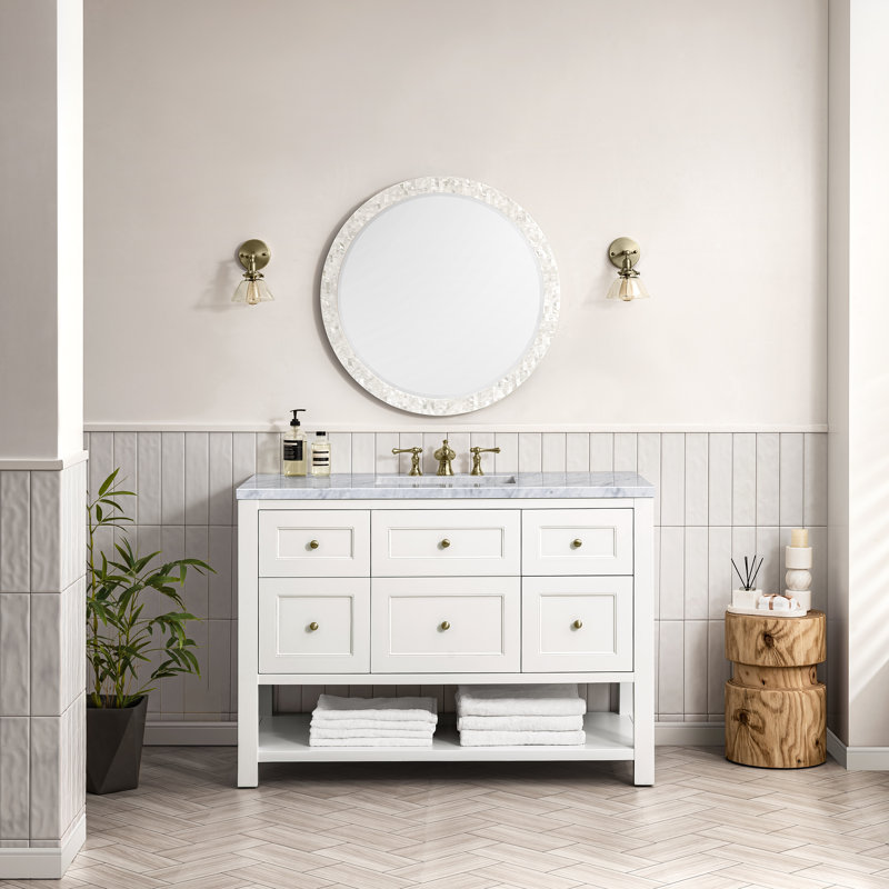 Breckenridge 48'' W Single Vanity, Carrara White, Bright White, 8" Widespread