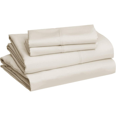Ensemble de literie pour grand lit 4 pièces beige en microfibre légère, douce et respirante, avec des poches profondes de 14 pouces pour un entretien facile.