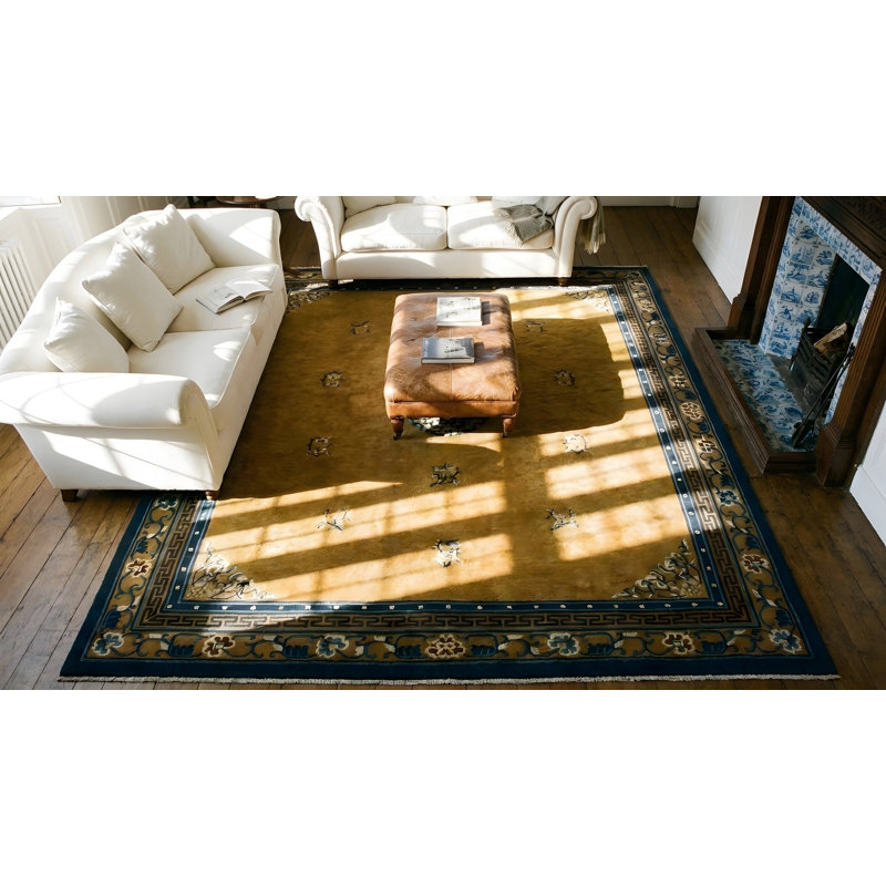 Tapis rectangulaire en laine noué à la main en laine des années 1920