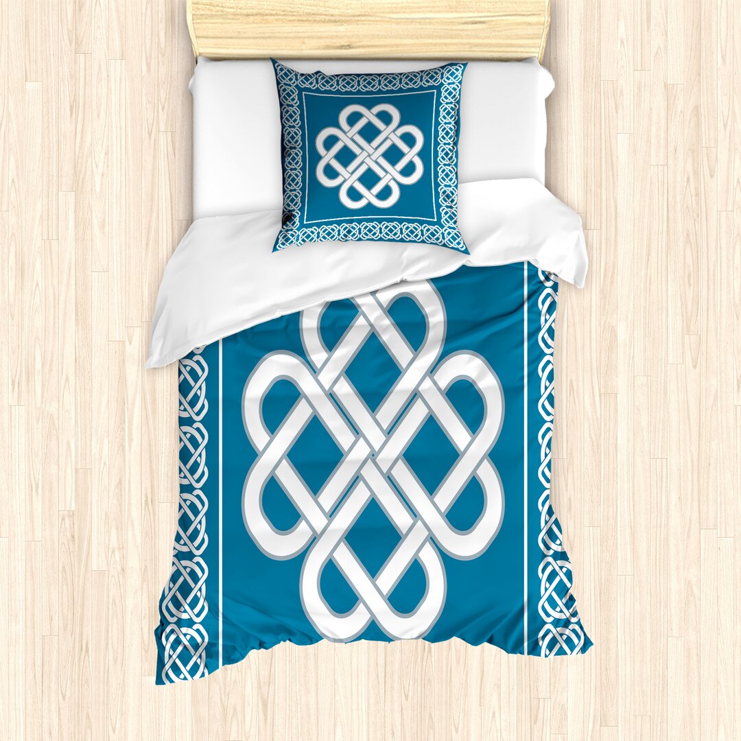 Bettbezug Set, Celtic-Liebes-Knoten, irisch, Dunkler Aqua Weiß