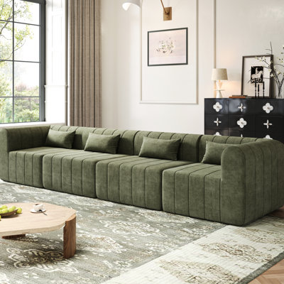 Canapé modulaire de 145,5 po, 4 pièces, 3 configurations, configuration rembourrée et extensible, rembourrage en mousse haute résilience, profondeur, pas de cadres grinçants, densité