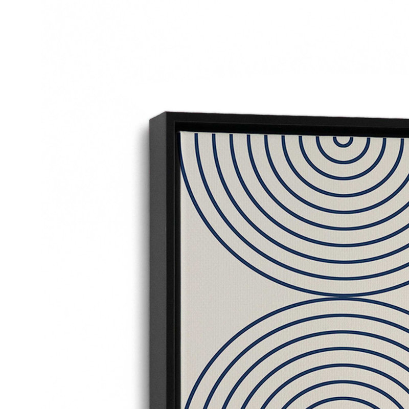 Bauhaus 1923, toile tendue bleu marine, H 12,75 po x l 8,75 po x P 1,75 po, Cadre flottant noir satiné