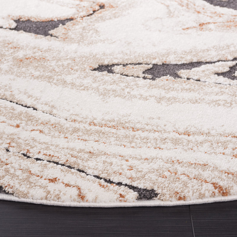 Cyrus Shag Performance Abstract Rug, Round 6'7"
