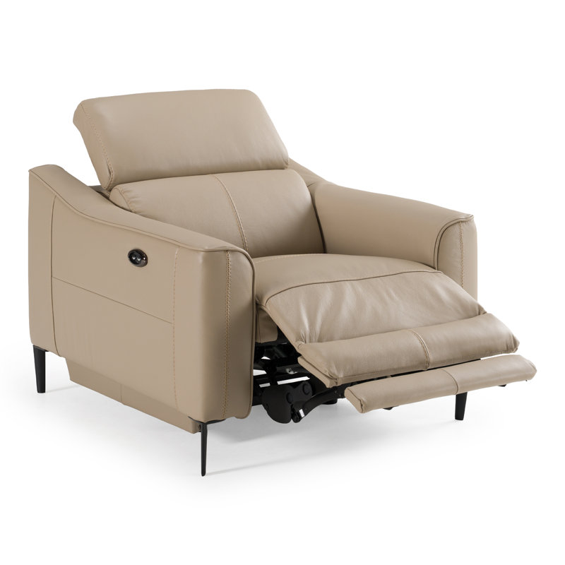 Fauteuil inclinable électrique en cuir Anisia, Taupe