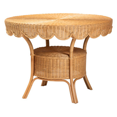 Bali & Pari Abena Bohemian Scalloped Light Honey Rattan Dining Table