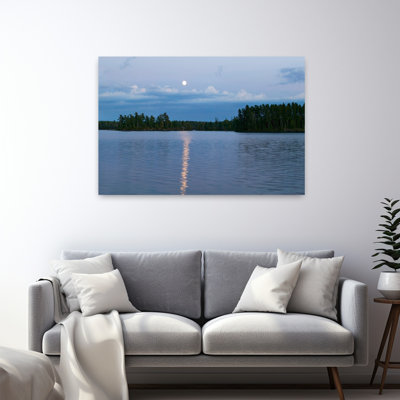 Moon Rising Over Lake One Water Reflection Boundary Waters Canoe Area Wilderness Minnesota Usa. Tranquil Abstract Contemporary Nature Landscape Art