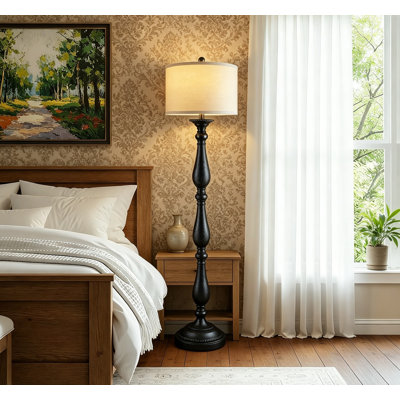 Vintage Floor Lamp For Living Room, Rustic Farmhouse Standing Lamp