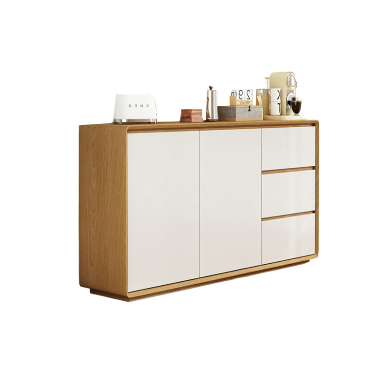 Modern Simple Solid Wood Sideboard, Burlywood/White, 31.49" H x 47.24" W x 15.75" D