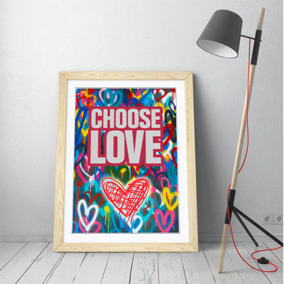 Choose Love Wall Hearts - Single Picture Frame Print on Canvas