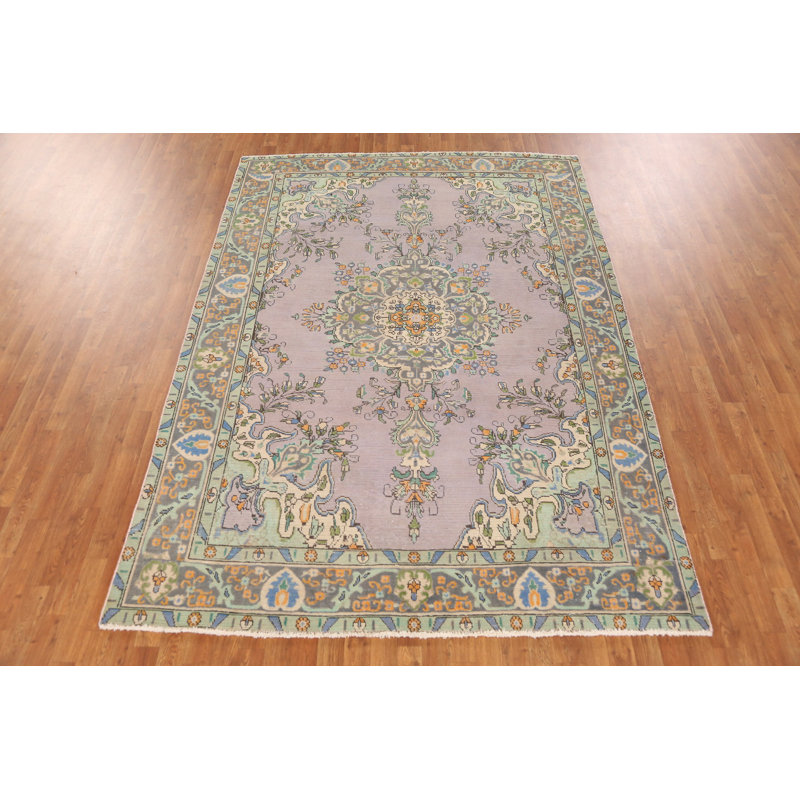 Tapis traditionnel en laine mauve clair 7 x 9