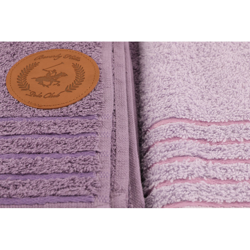 Ensemble de serviettes 4 pièces 100% coton, Blanc / mauve foncé / mauve / mauve clair