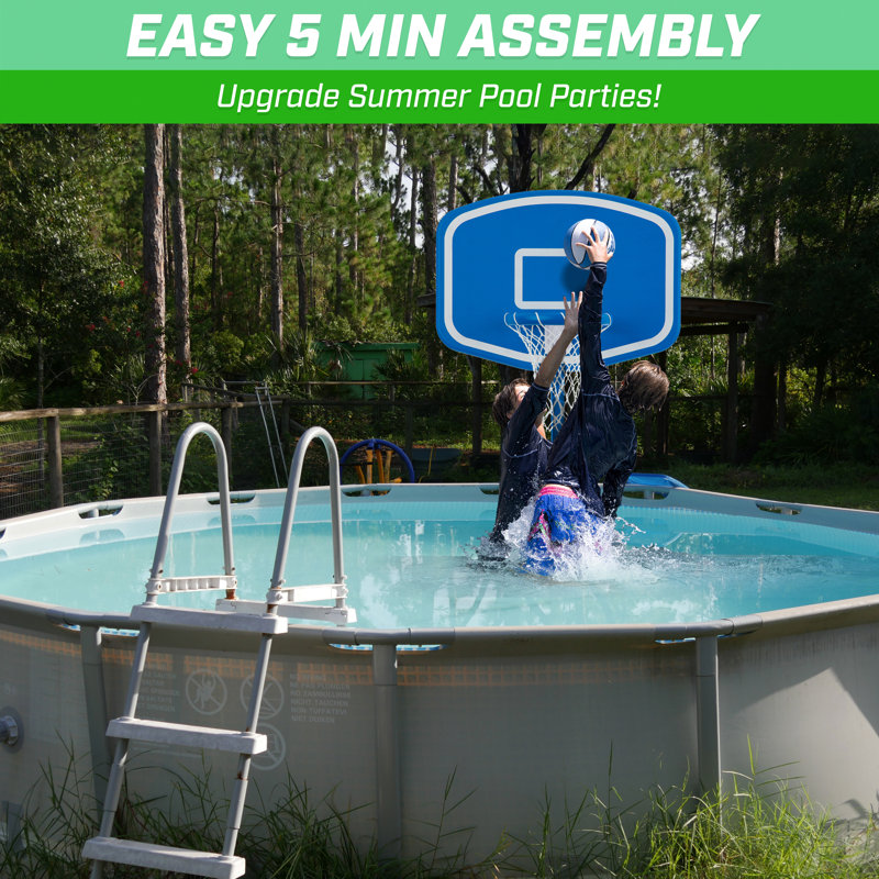 48" Blue Durable In-Ground Poolside Basketball Hoop Set