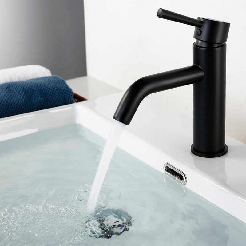 5.04" Deck Mounted Bathroom Sink Faucet, Solid Brass Single Hanlde Faucet