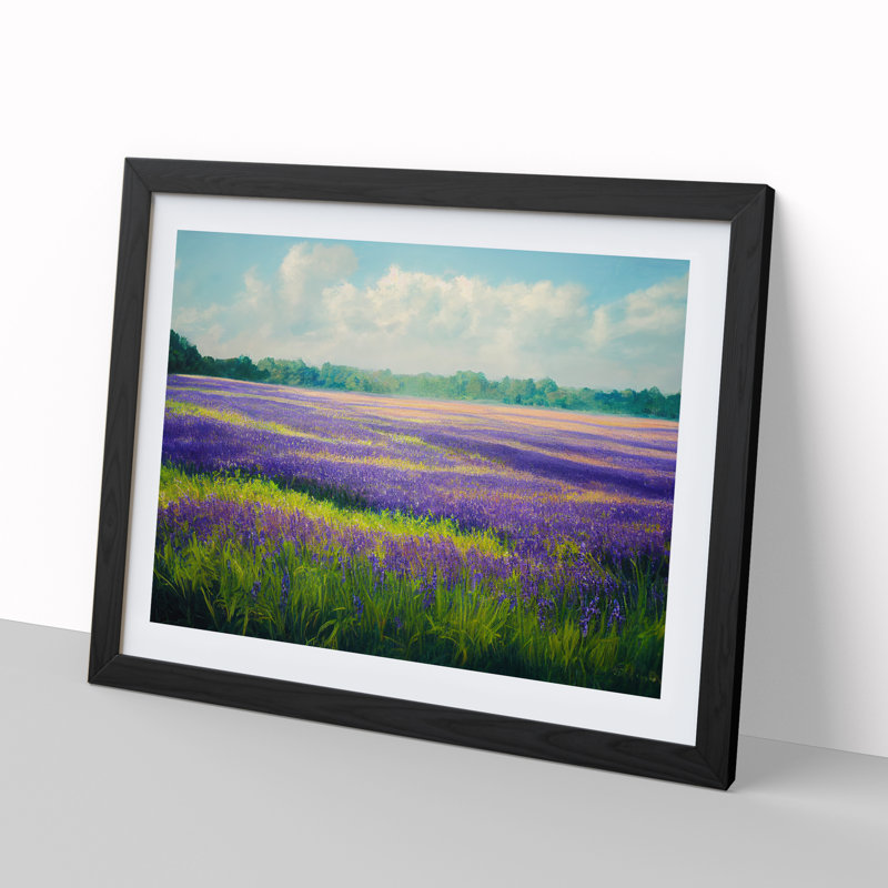 Gentle Bluebell Field - Single Picture Frame Print, Black Framed, 46cm H x 64cm W x 2cm D