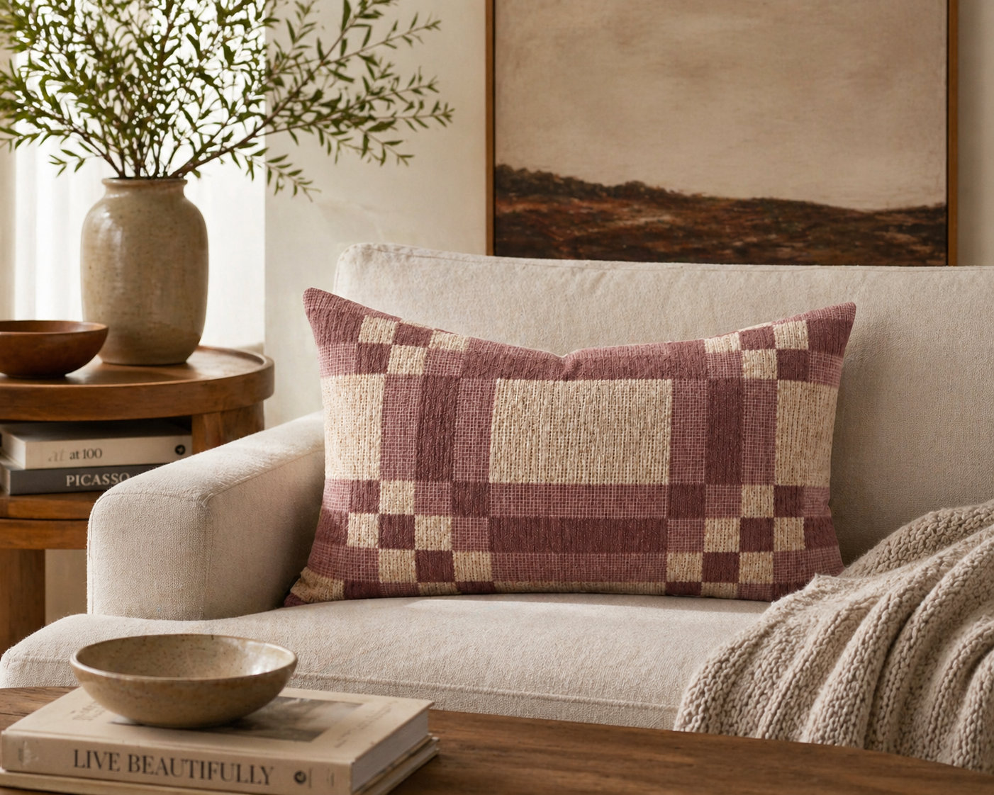 Langdon 24" x 14" Throw Pillow, Rose