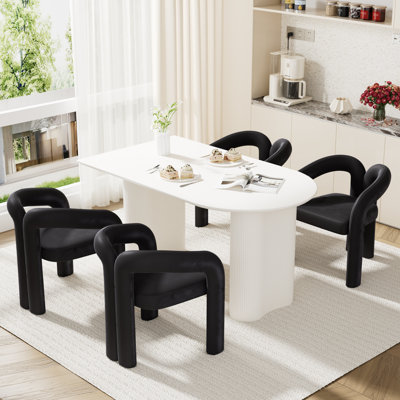 Double Pedestal Dining Set with Velvet Dining Chairs