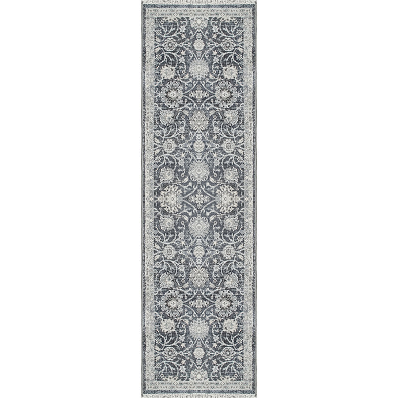 Tapis oriental bleu, Tapis de couloir 2 pi 2 po x 7 pi 5 po