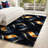 Abstract Wave Pattern Area Rug, Dark Blue Gold Swirl Design, Machine Washable Non Slip, Indoor Decor for Living Room Bedroom Entryway Front Door Kitchen Balcony Apartment Modern Home-129037076