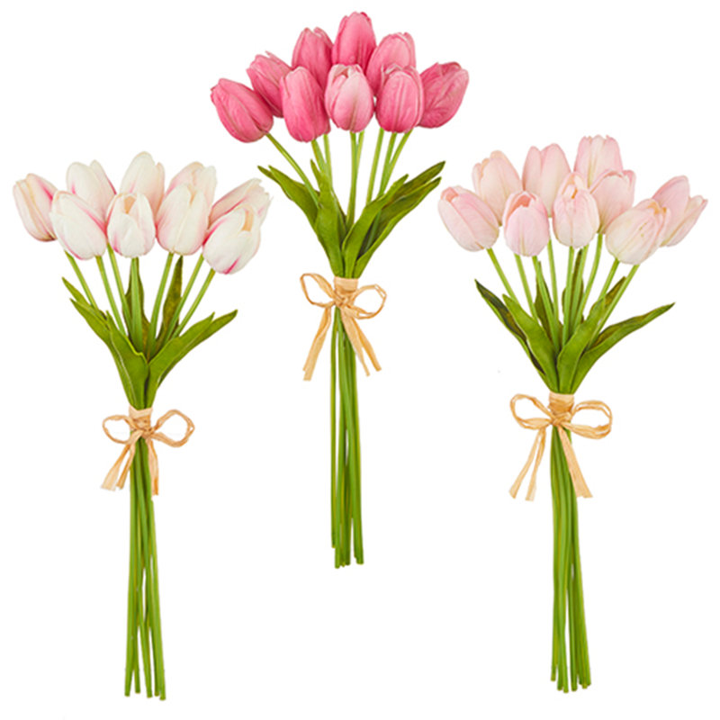Ensemble de 15 tulipes Real-Touch 15 po (3 couleurs), Blanc