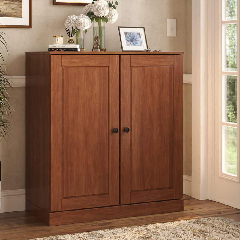 Armoire de rangement à chaussures 100% en bois massif avec portes à panneaux surélevés, tablettes réglables, rangement de rangement empilable peu encombrant, l 32 po x H 35,75 po