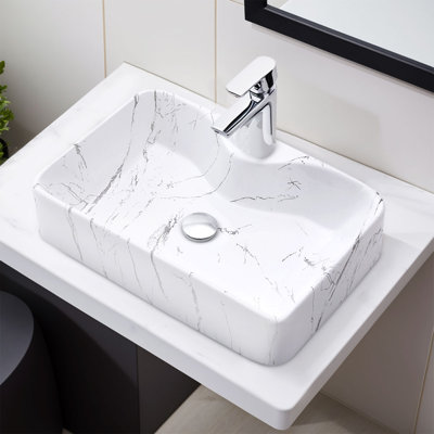 Metro Lane Avgoustinos 480mm L x 370mm W White Ceramic Rectangular Sink