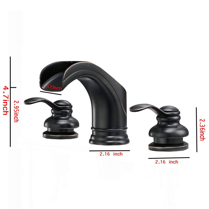 Robinet de salle de bain à large entraxe, Bronze frotté à l'huile