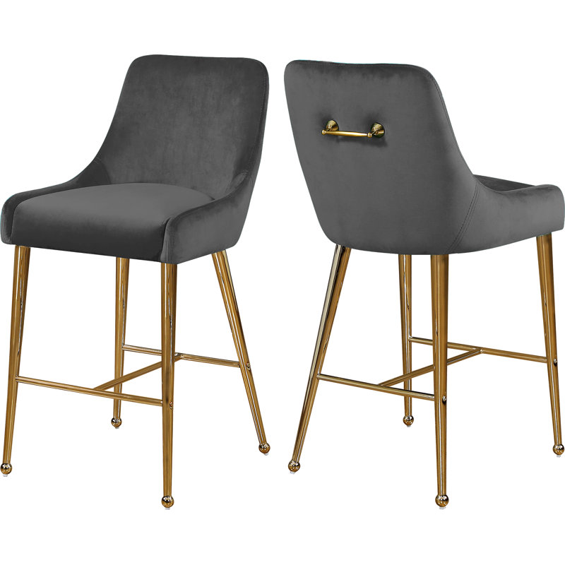 Owen Counter Stools, Grey Velvet, 28"