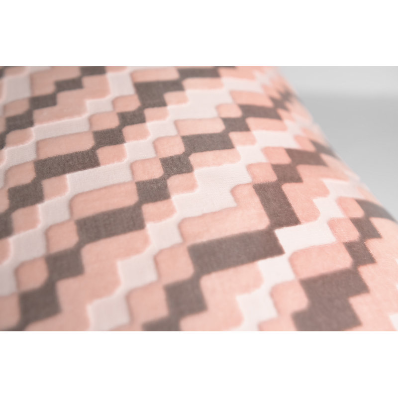 Steps Velvet Square Pillow Cover & Insert, 18"H x 18"W, Blush Geometric
