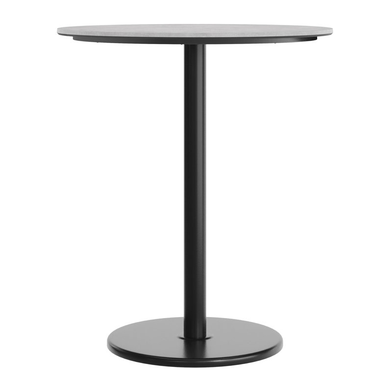 Commercial Seamless Surface Tabletop with Bar Height Round Base, 42"H x 36"L x 36"W, Gray