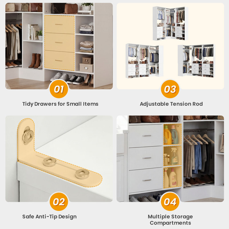 Unité de rangement réglable pour garde-robe modulaire