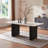 Aureon Faux Marble Rectangular Double Pedestal Dining Table For 6