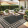 Modern Easy Jute Rug Machine Washable Geometric Bordered Indoor Outdoor Carpet with Non-Slip Backing, Non-Shedding Floor Cover for Backyard, Bedroom, Patio