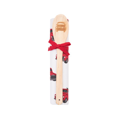 Red Christmas Truck Towel & Spoon Gift Bundle Set of 2