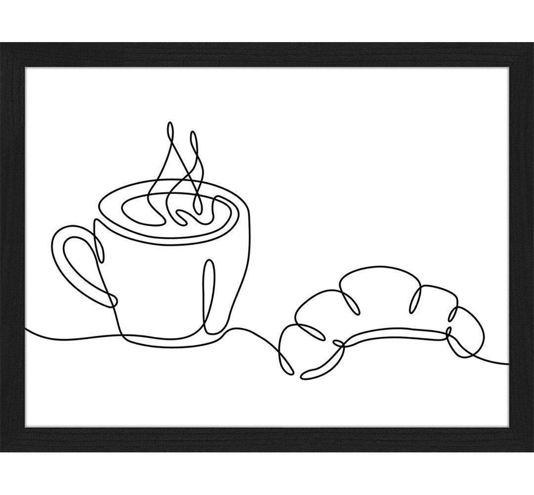 Gerahmtes Poster Kaffee und Croissant