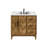 Clara 36" Single Bathroom Vanity in Weathered Brown with Calacatta Truffle White Quartz Countertop No Mirror
