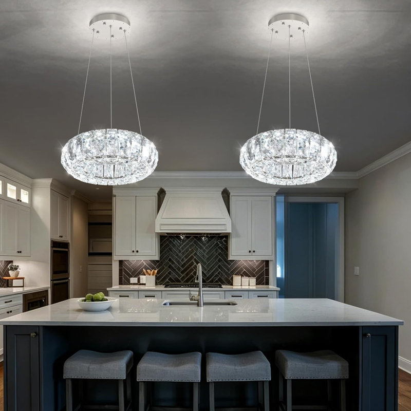 Luminaires modernes en cristal avec anneaux, 1 anneau de 7,8 po, Argent