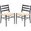 Ensemble de 2 chaises de salle à manger, assise en corde tissée avec structure en métal robuste-885439596