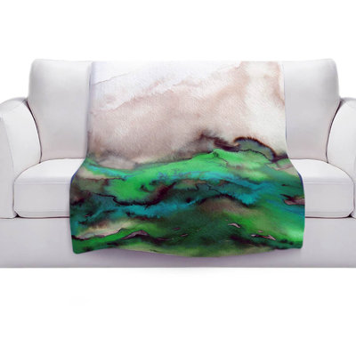 Couverture sherpa doux vert winter ondulations