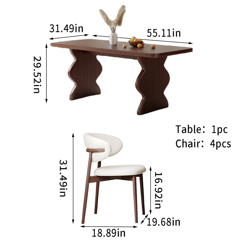Ensemble de salle à manger Elsien, H 29,52 po x L 55,11 po x l 31,49 po
