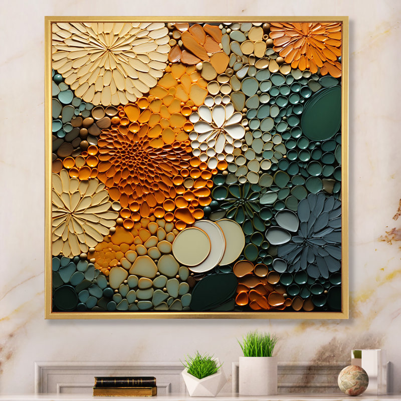 Hardedge Art Earthy Euphony VI - Abstract Wall Art Living Room, H 36 po x l 36 po x P 1,5 po, Cadre doré à une seule photo