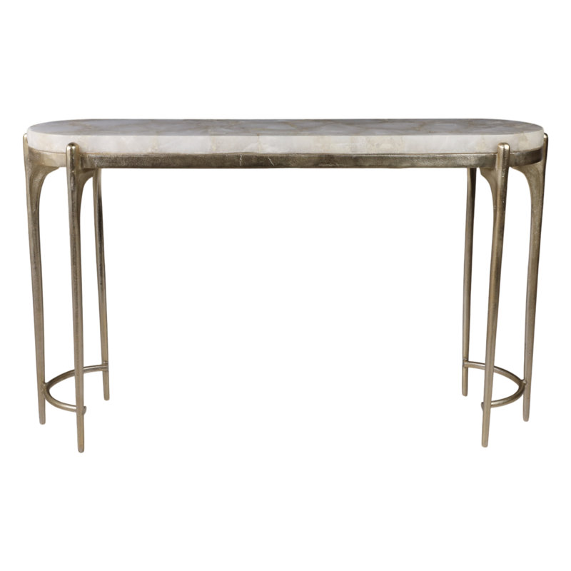 Console de luxe avec cadre en métal pour le bureau de la chambre à coucher - 34 po champagne et blanc