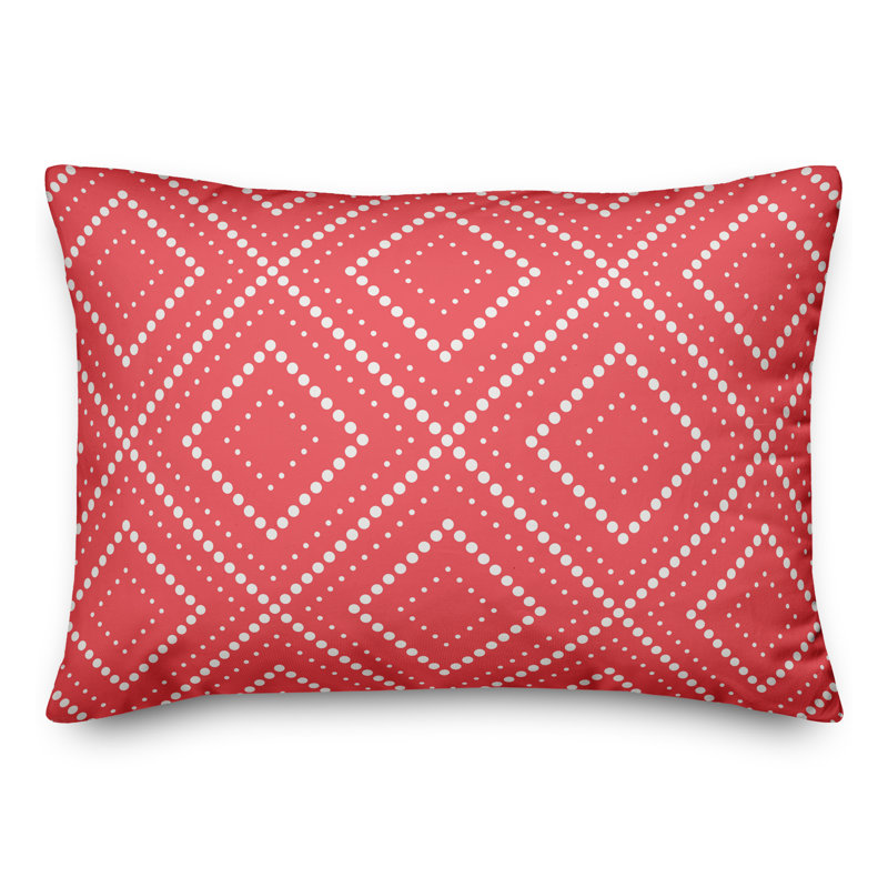  Coussin lombaire intérieur / extérieur à pois Donds, Polyester/ Bourre en polyester, Rouge / blanc