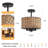 4 - Light 12 inch Boho Natural Rattan Black Chandelier, Dimmable Seagrass Drum Semi Flush Mount Ceiling Light Fixture With E12 Base for Dining Room-386980404